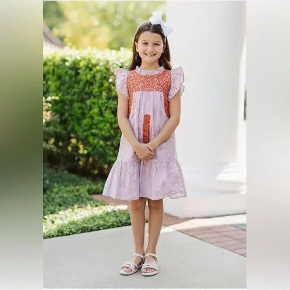 J. Marie Schaeffer Baby Dress 2T & 3T NWT Burnt Orange Embroidered Cotton Ruffle - Picture 2 of 5